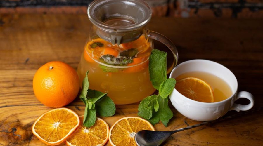 Чай имбирный с апельсином и лимоном
