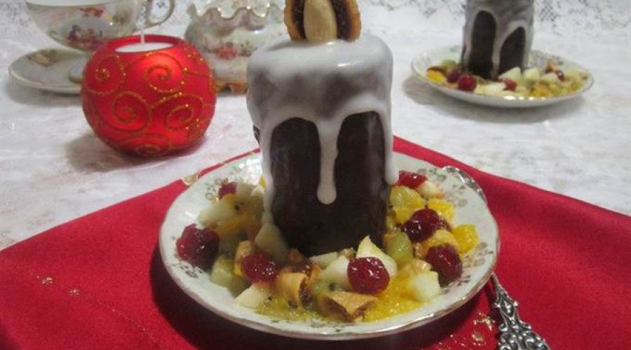 Десерт «Рождественские свечи с карамелизированными фруктами»