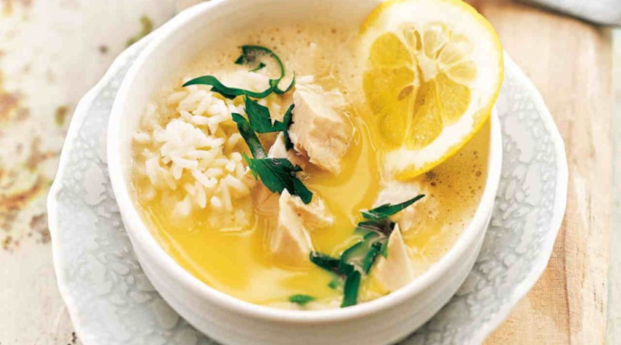 Куриный суп с рисом и лимоном