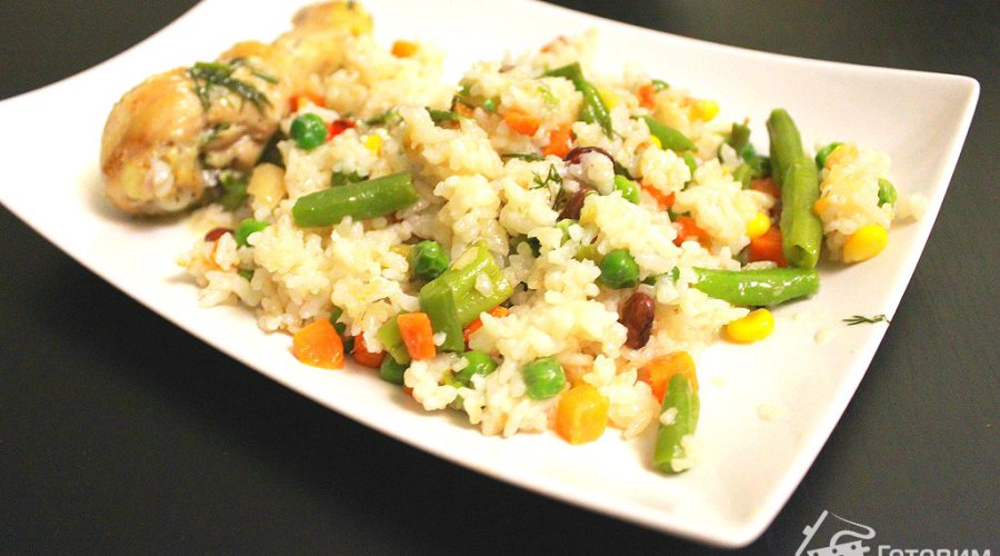 Овощи с рисом (быстрый гарнир или полноценное постное блюдо)