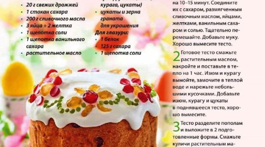 Пасхальный кулич с вишней, светлым изюмом и курагой