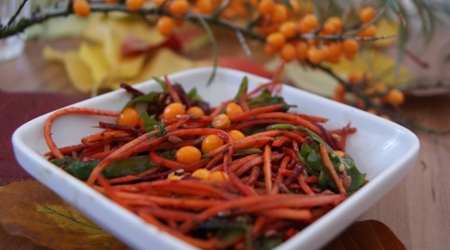 Салат «Осень»(свекла,морковь,тыква,руккола)