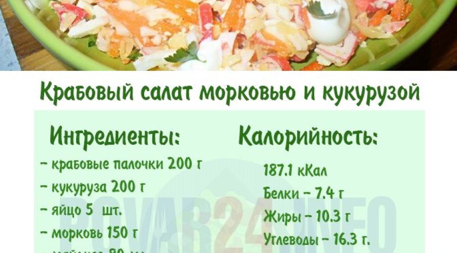 Салат с крабовыми палочками «Лёгкий»