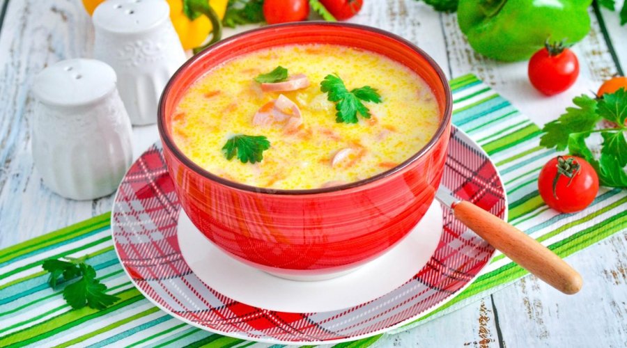 Сырный суп с сосисками | Быстрый обед
